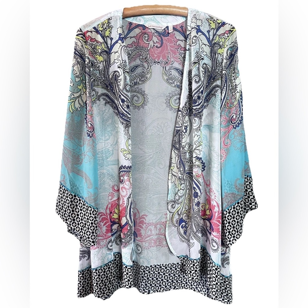 Soft Surroundings Floral Kimono Romantic Boho Muse Sz Large Whimsical Soft Girl